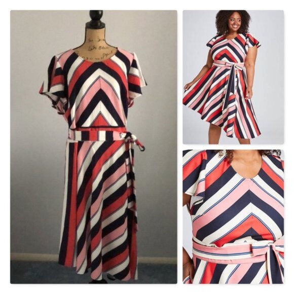 Lane Bryant Plus Size Striped Asymmetrical Lena Dress - Picture 10 of 10